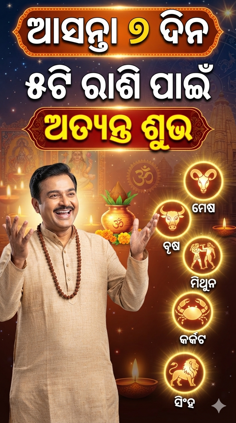ଆସନ୍ତା ୭ ଦିନ ୫ଟି ରାଶି ପାଇଁ ଅତ୍ୟନ୍ତ ଶୁଭ