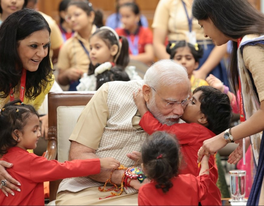 PM Ties Rakhi With Little Ones, PMO Shares Cute Photos